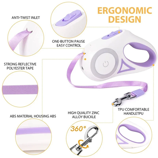 Retractable Automatic Spotlight Pet Dog Leash