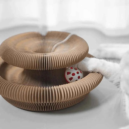 Multi-Level Foldable Cat Scratcher with Bell & Catnip