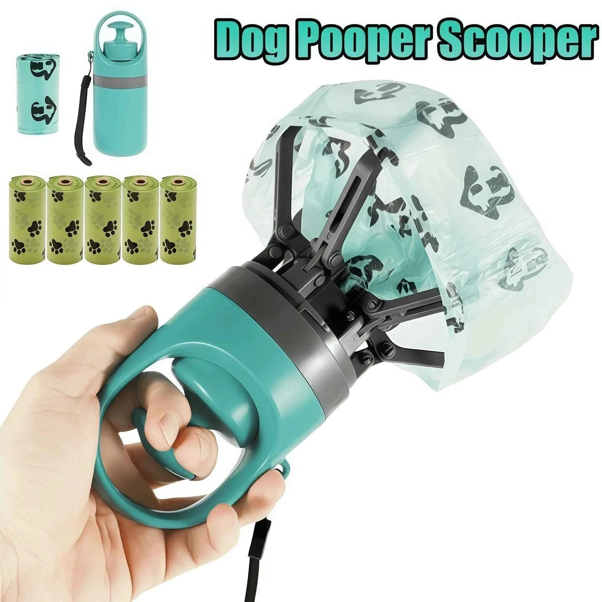 Portable Dog Poop Scooper With Built-in Dispenser