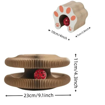 Multi-Level Foldable Cat Scratcher with Bell & Catnip