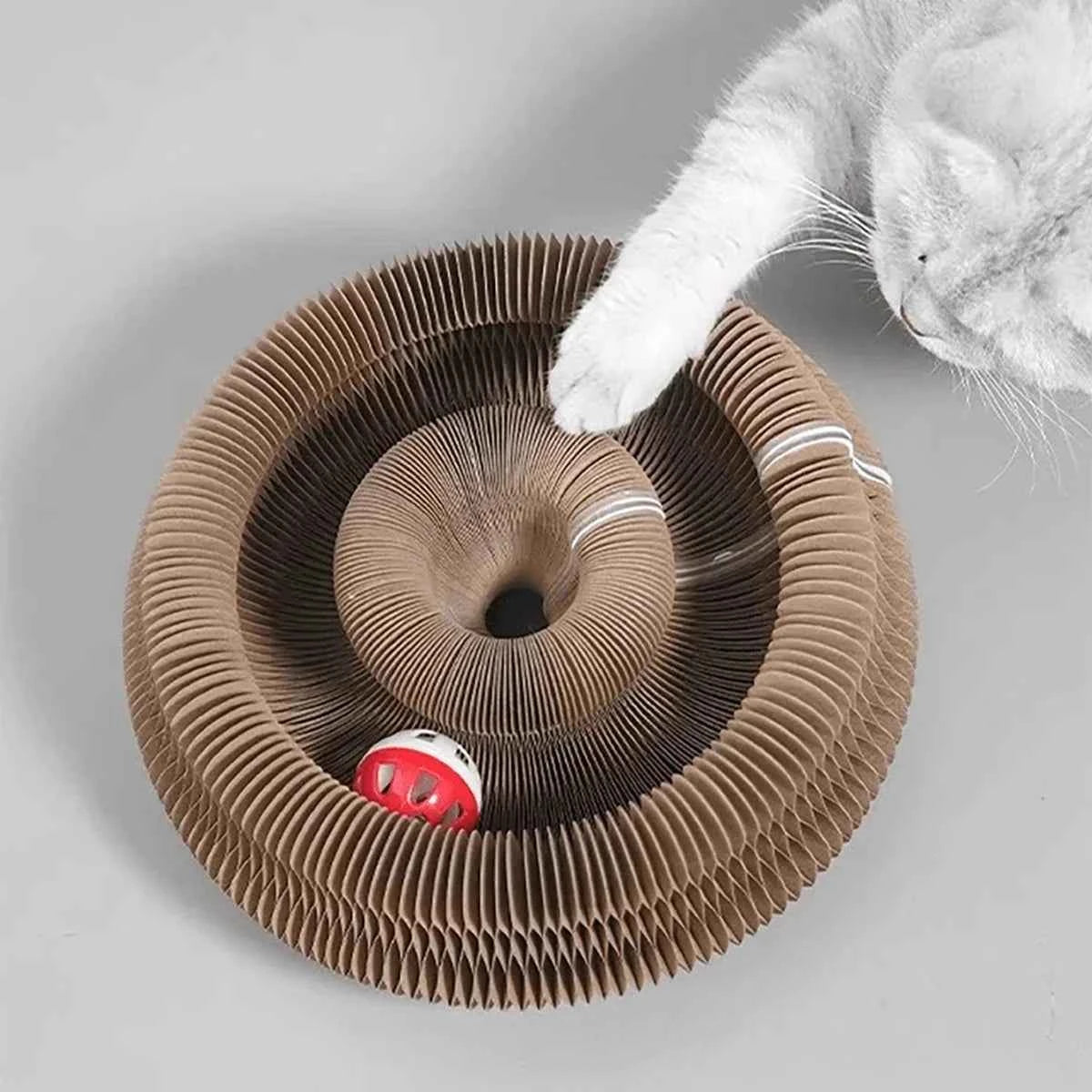Multi-Level Foldable Cat Scratcher with Bell & Catnip