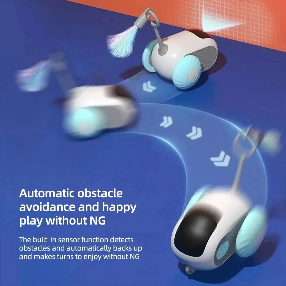 Robotic car toy with remote control for cats.
