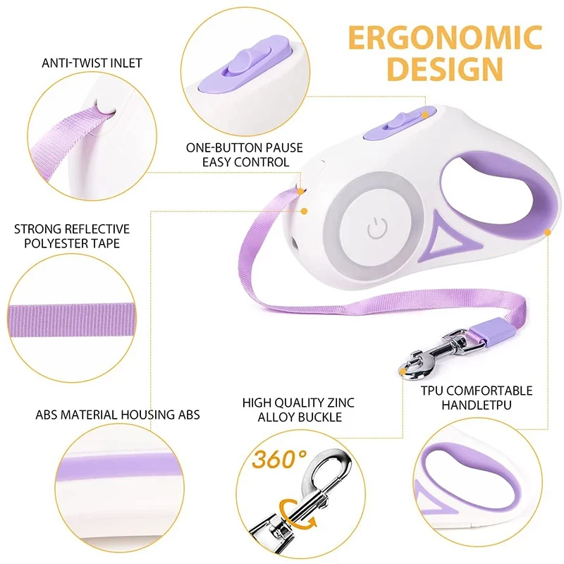 Retractable Automatic Spotlight Pet Dog Leash