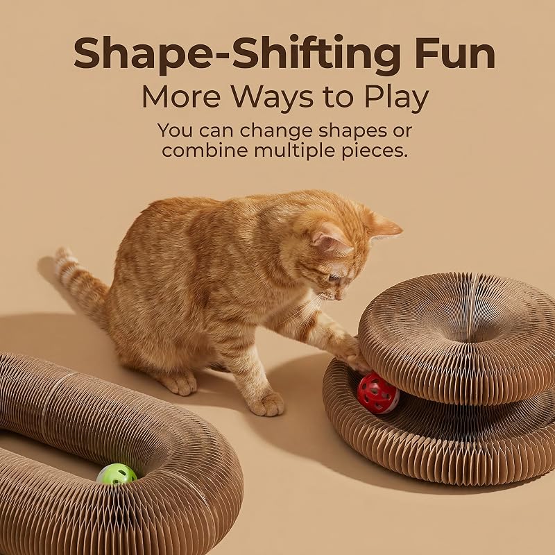 Multi-Level Foldable Cat Scratcher with Bell & Catnip