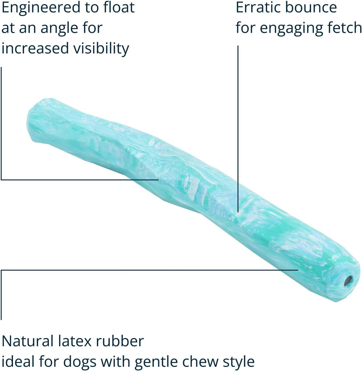 , Gnawt-A-Stick, Durable, Floating Dog Toy, Glacial Blue