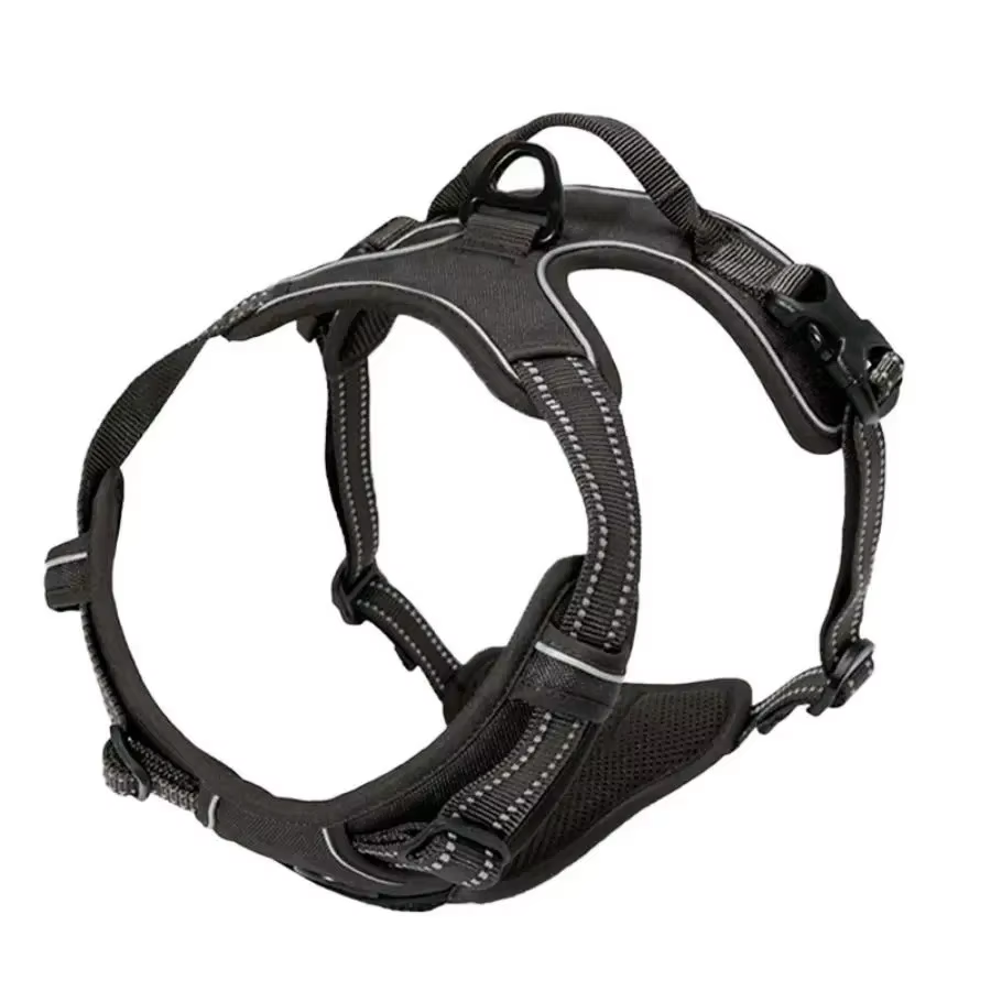 Black outdoor microfiber dog vest leash rope