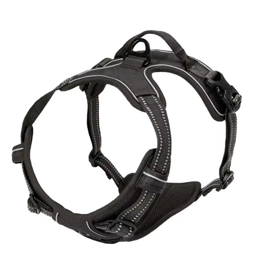 Black outdoor microfiber dog vest leash rope