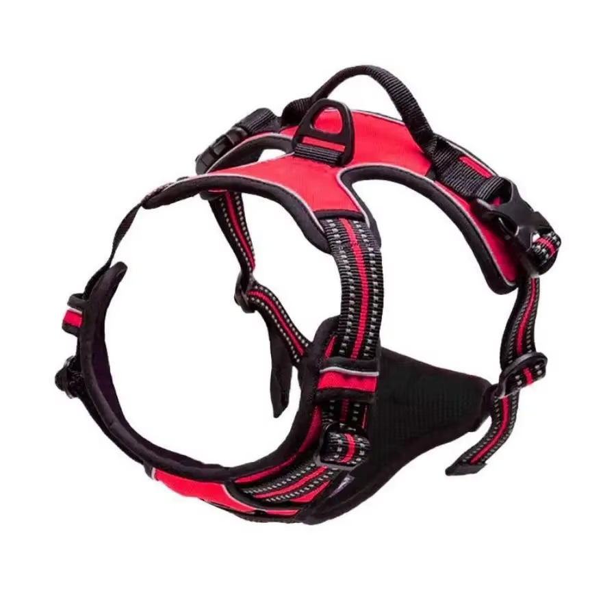 Red outdoor microfiber dog vest leash rope