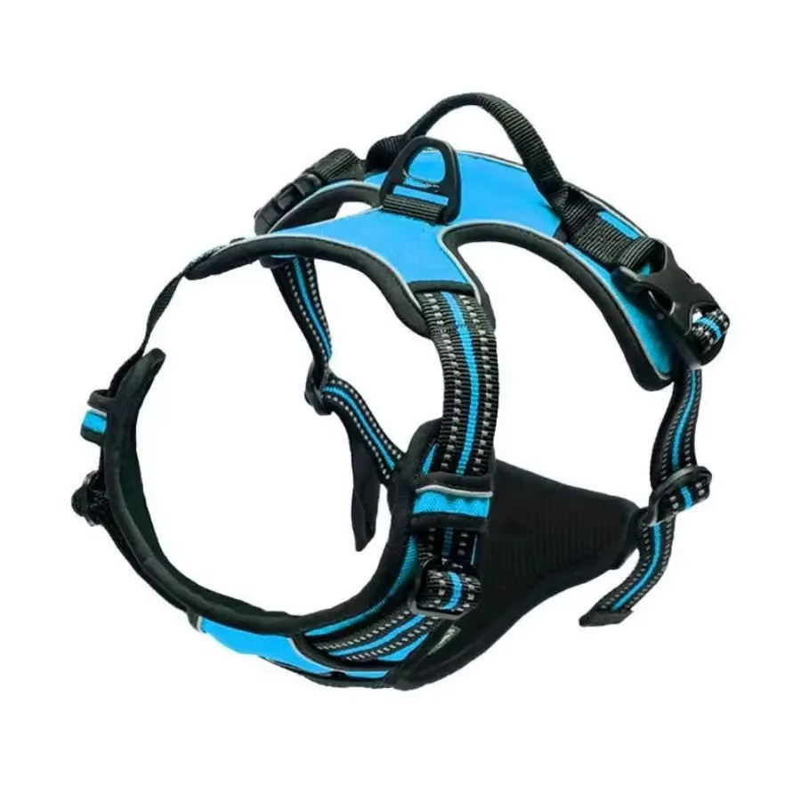 Blue outdoor microfiber dog vest leash rope