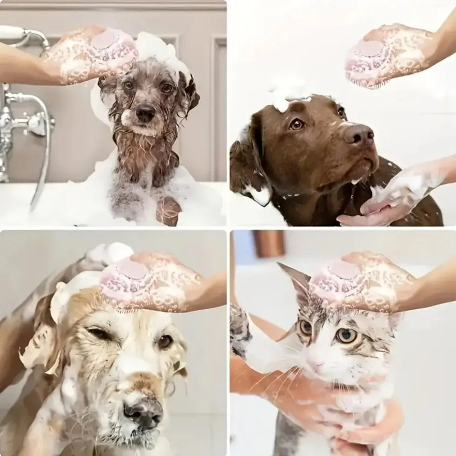 Gentle Pet Bath Massage Brush with Shampoo Box
