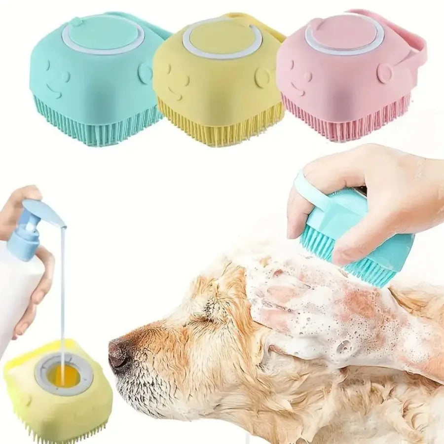 Gentle Pet Bath Massage Brush with Shampoo Box