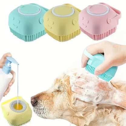 Gentle Pet Bath Massage Brush with Shampoo Box