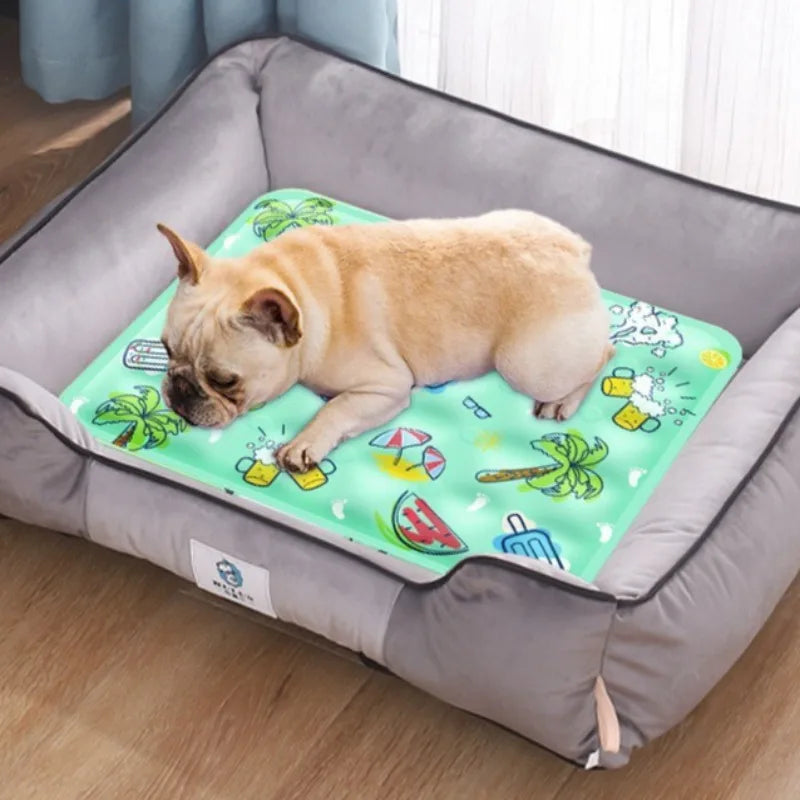 Floor Mat Self Water Adding Ice Gel Cooling Cushion Portable Durable Pet Cold Bed for Small and Large Dogs Summer Rest Accessory