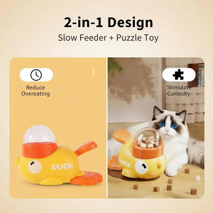 2-In-1 Duck-Shaped Interactive Slow Feeder Toy
