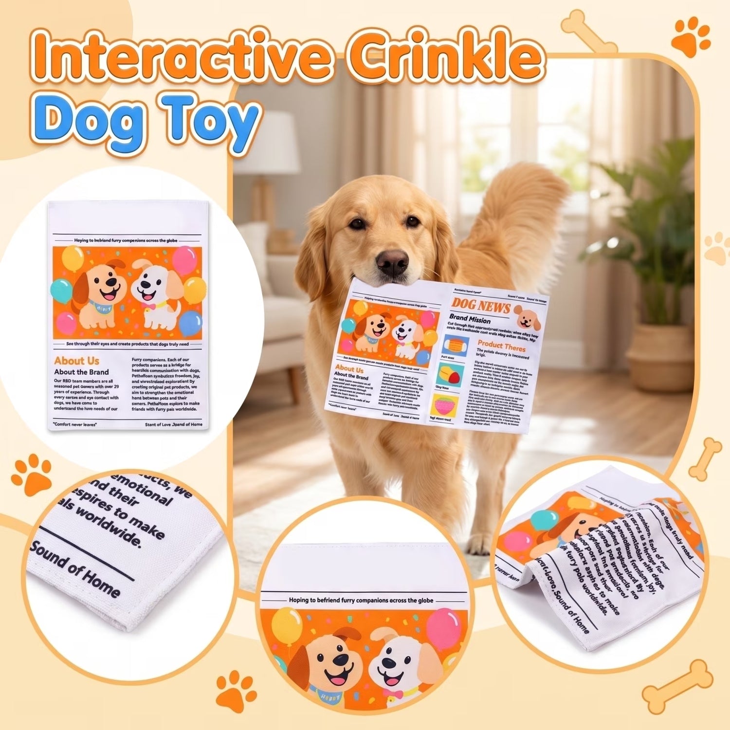 Newspaper dog toy for playful pups.