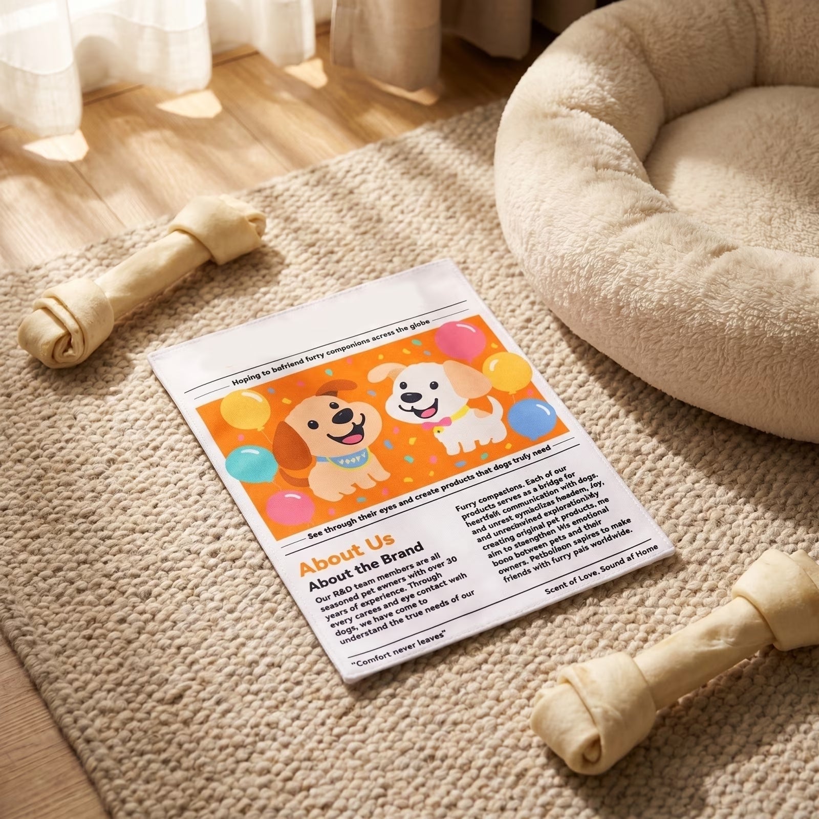 Soft newspaper-themed toy for dogs.